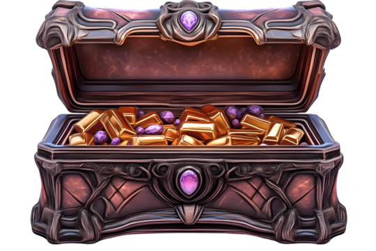 Ornate Chest Filled with Gold and Gems