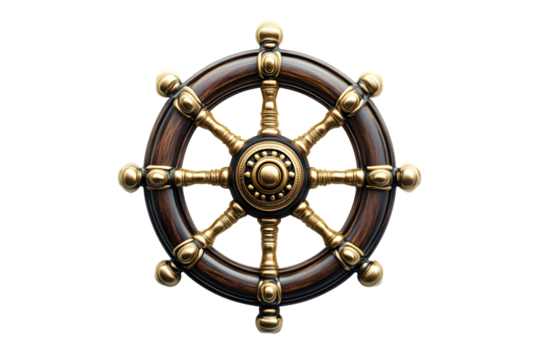 Ornate Ships Wheel with Golden Accents Nautical Steering Wheel for Maritime Navigation and De