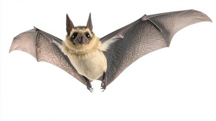 Bat in Flight Dynamic Wing Flap on white Background