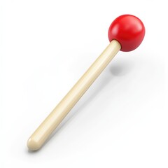 Wooden mallet with a red ball-shaped head.