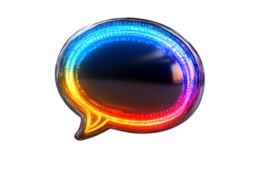 RainbowColored Neon Speech Bubble Vibrant Light Design for Communication Dialogue and Creat