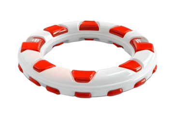 Red and White Lifebuoy Ring Floating on Water Safety Equipment for Swimming Pools and Boats E