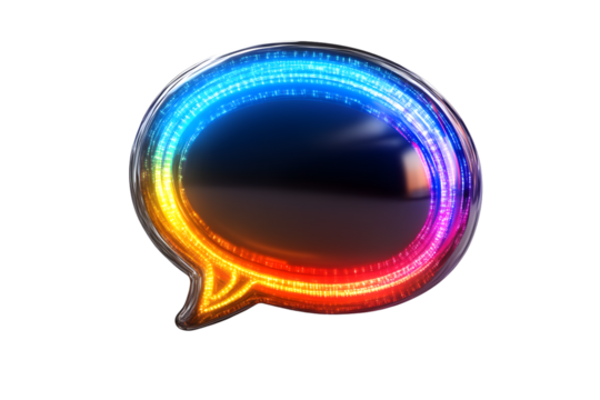 RainbowColored Neon Speech Bubble Vibrant Light Design for Communication Dialogue and Creat