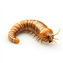 Detailed illustration of a segmented, orange-brown insect.