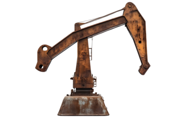 Rusty Industrial Machinery Arm Isolated on Black Background for Design and Illustration Purpose