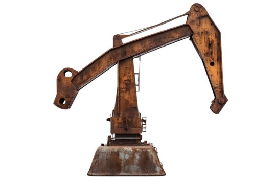 Rusty Industrial Machinery Arm Isolated on Black Background for Design and Illustration Purpose