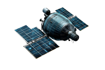 Satellite in Space with Solar Panels HighTech Aerospace Technology for Communication and Obse