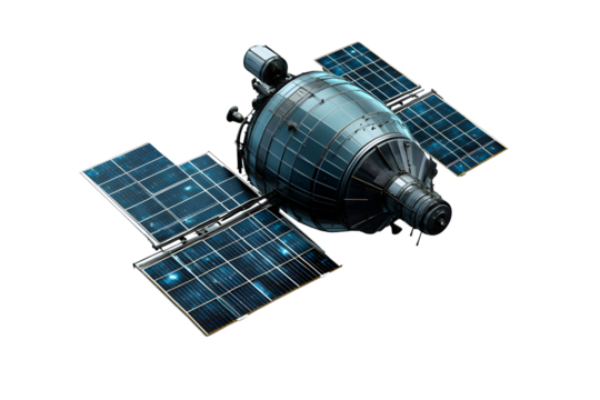 Satellite in Space with Solar Panels HighTech Aerospace Technology for Communication and Obse