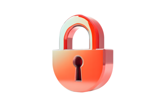 Secure Lock Icon Modern Transparent Design for Digital Security and Protection