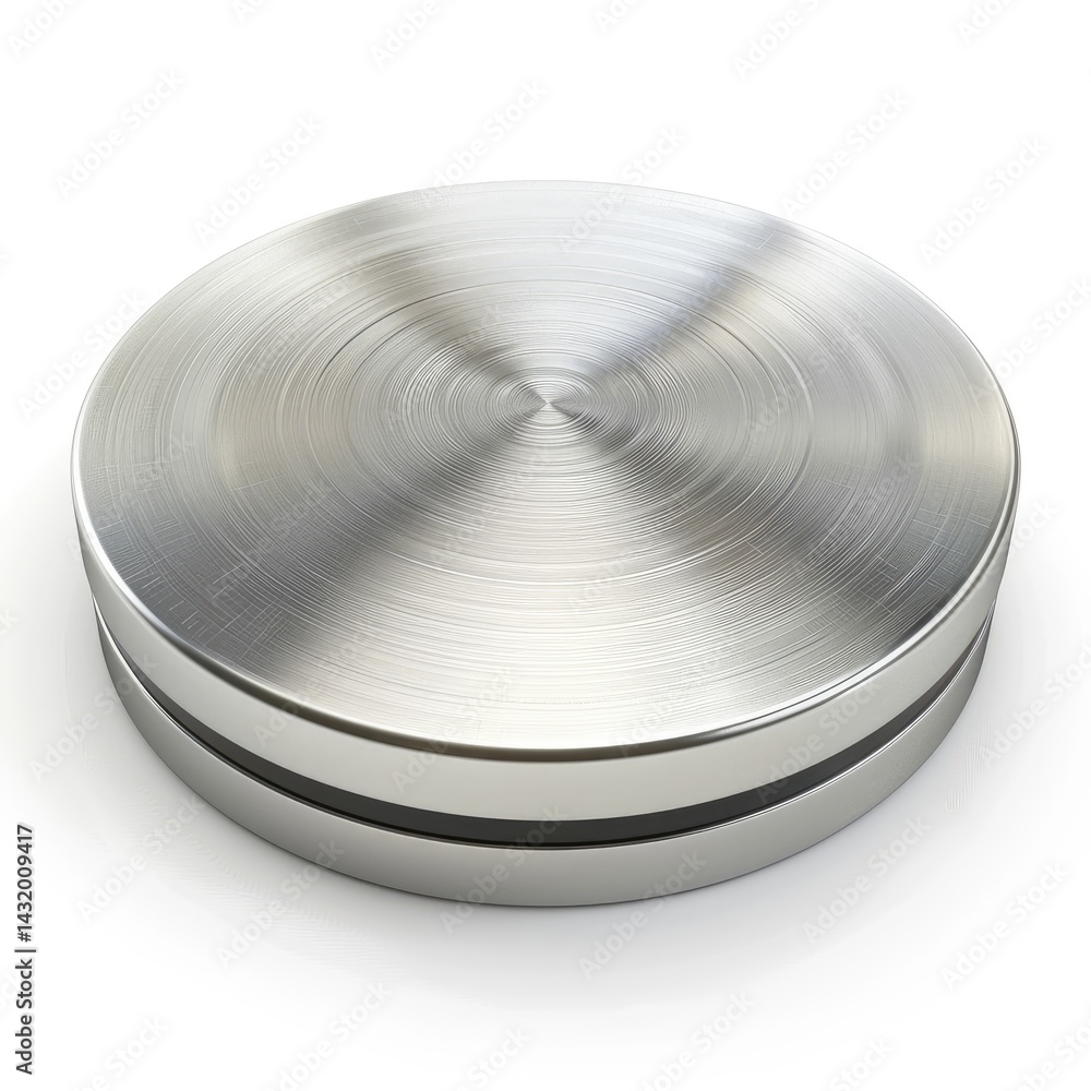 Aufkleber circular metallic button with a polished surface.