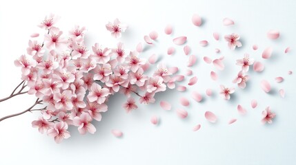 Obraz premium Delicate pink cherry blossoms gracefully flowing in the breeze.