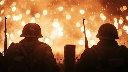 Soldiers in trench warfare battlefield gigapixel standard scale conflict zone dramatic perspective resilience under fire