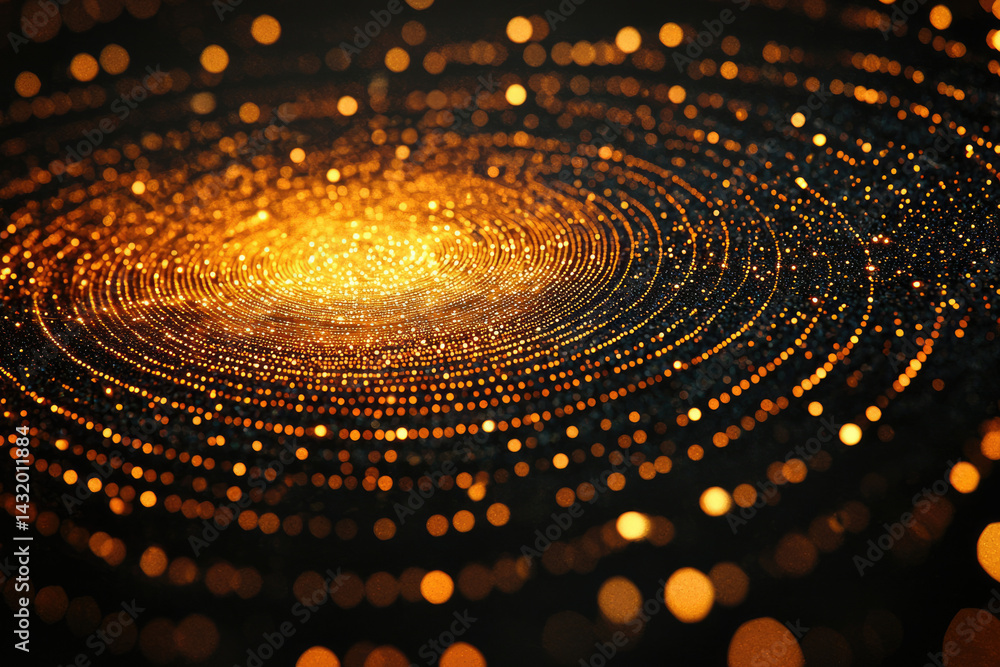 Aufkleber abstract swirling golden lights on a dark background, creating a mesmerizing cosmic effect.