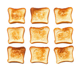 Toasted bread slices arrangement food bright isolated on transparent background