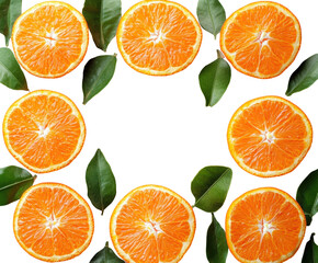 Fresh orange slices artfully arranged bright kitchen food isolated on transparent background