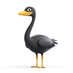 Obraz premium Smiling black cartoon goose stands proudly.