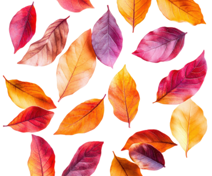 Colorful autumn leaves display nature aesthetic isolated on transparent background