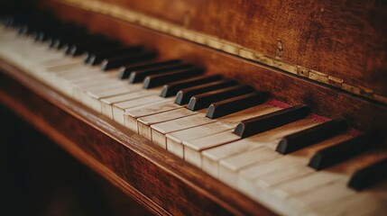 Antique Piano Keys: A Nostalgic, Warmly Lit Musical Scene