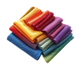 Vibrant stack of colorful towels home product isolated on transparent background