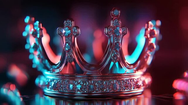 Rotating holographic crown symbolizing royalty and prestige