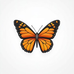 Fototapeta premium Vibrant orange and black monarch butterfly illustration.