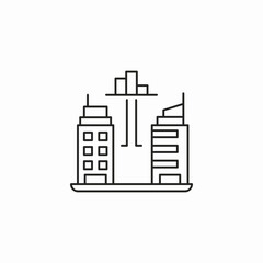 Obraz premium connected buildings network icon sign vector