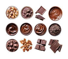Decadent chocolate varieties culinary showcase food indulgence isolated on transparent background