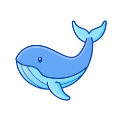 Cartoon whale vector illustration ocean animal sea life aquatic mammal blue whale cute drawing art