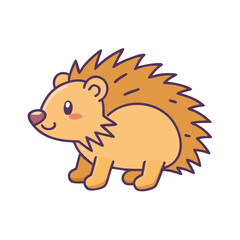 Cute cartoon hedgehog vector illustration, animal, mammal, wildlife, nature, character design