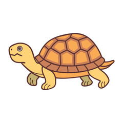 Illustration of a cute cartoon turtle tortoise reptile animal shell crawling vector drawing art