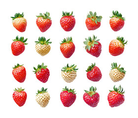 Fresh strawberries displayed on food nature isolated on transparent background
