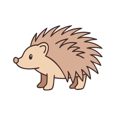 Illustration of a cute cartoon hedgehog animal, spiky mammal, forest creature, wildlife art, nature drawing
