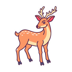 Cute cartoon deer illustration reindeer animal wildlife mammal forest antler drawing design vector art