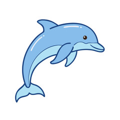 Illustration of blue dolphin mammal aquatic animal ocean sea life marine wildlife character design vector