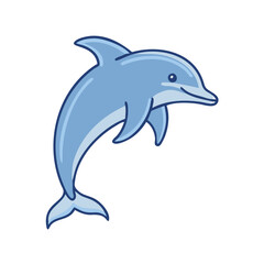 Fototapeta premium Illustration of a cute blue dolphin jumping out of the water aquatic mammal marine animal vector art