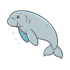 Cute manatee illustration, sea cow drawing, marine mammal art, gentle giant image, aquatic animal design