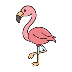 Illustration of a pink flamingo standing on one leg tropical bird vector art design graphic image