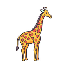 Illustration of a giraffe animal wildlife africa safari zoo tall necked mammal drawing art design