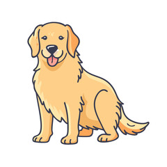 Fototapeta premium Illustration of a golden retriever puppy dog pet animal canine friend happy doggy golden fur breed sitting