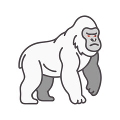 Illustration of white gorilla animal ape mammal primate wildlife zoo cartoon character design art