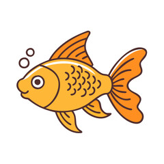 Illustration of a goldfish pet animal swimming in water bubbles orange aquatic creature cartoon drawing vector art