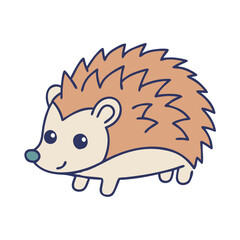 Cute hedgehog cartoon vector illustration drawing animal design adorable spiky mammal forest wildlife art
