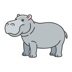 Fototapeta premium Illustration of a hippopotamus animal mammal wildlife zoo africa safari cute hippo art design drawing