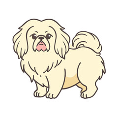 Illustration of a cute pekingese dog breed pet animal canine fluffy puppy drawing artwork design