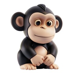 Naklejka premium 3d rendered image of a cute cartoon chimpanzee.