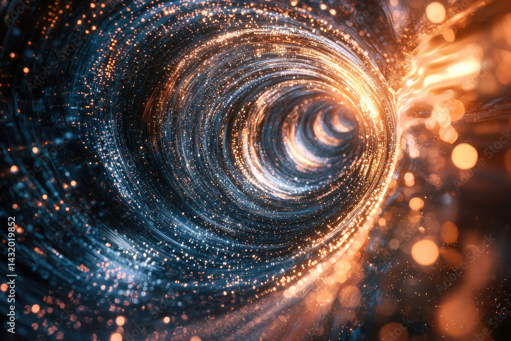 Fototapete A swirling vortex of glittering particles, creating a mesmerizing tunnel of light and color.
