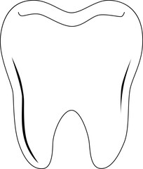 Vector tooth icon. Black and white image. Tooth outline illustration.