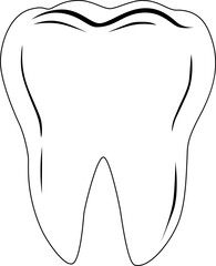 Obraz premium Vector tooth icon. Black and white image. Tooth outline illustration.