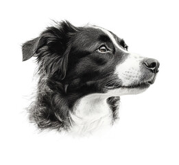 Captivating border collie portrait digital isolated on transparent background
