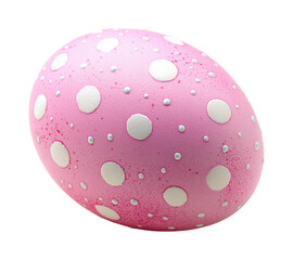 Creative pink polka dot egg home decorative craft isolated on transparent background